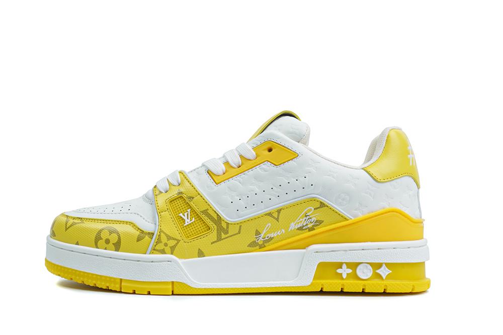 Pkgod Louis Vuitton TrainerWhite Yellow Monogram retail materials ready to ship